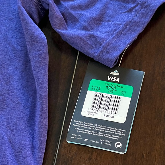 NWT 2014 NIKE DRI-FIT BALTIMORE RAVENS LEGEND PERFORMANCE SHIRT SZ MEN’S L or XL - Picture 7 of 9